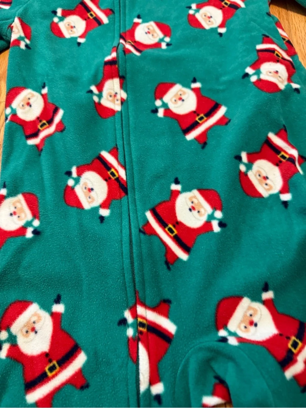 Carter's 5T Green Santa Print Footed One-Piece Pajamas